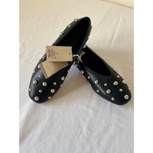 A New Day sammie Black Studded Memory Foam Ballet Flats Size 9 NEW
